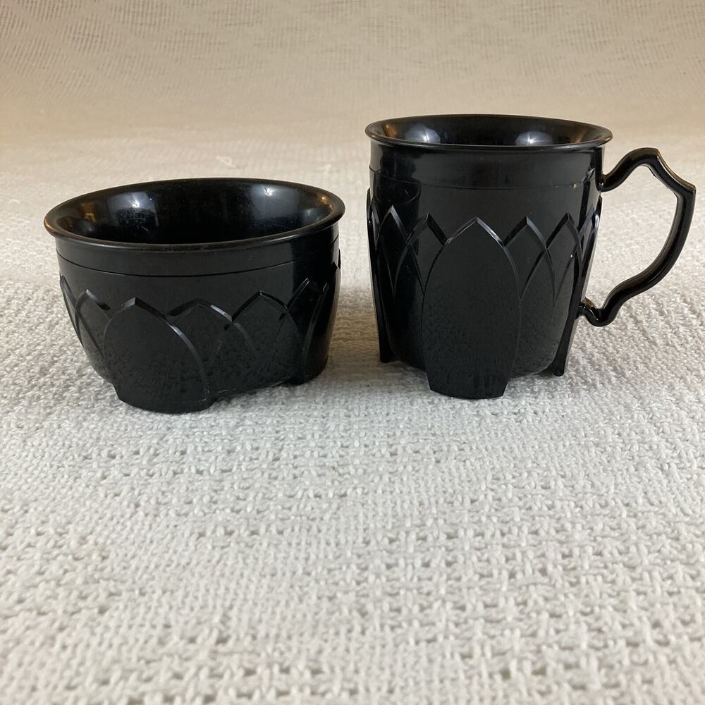 Fenwick by Dinex Carlisle Black Plasticware 23 Pieces 12 Bowls 11 Mugs Vintage